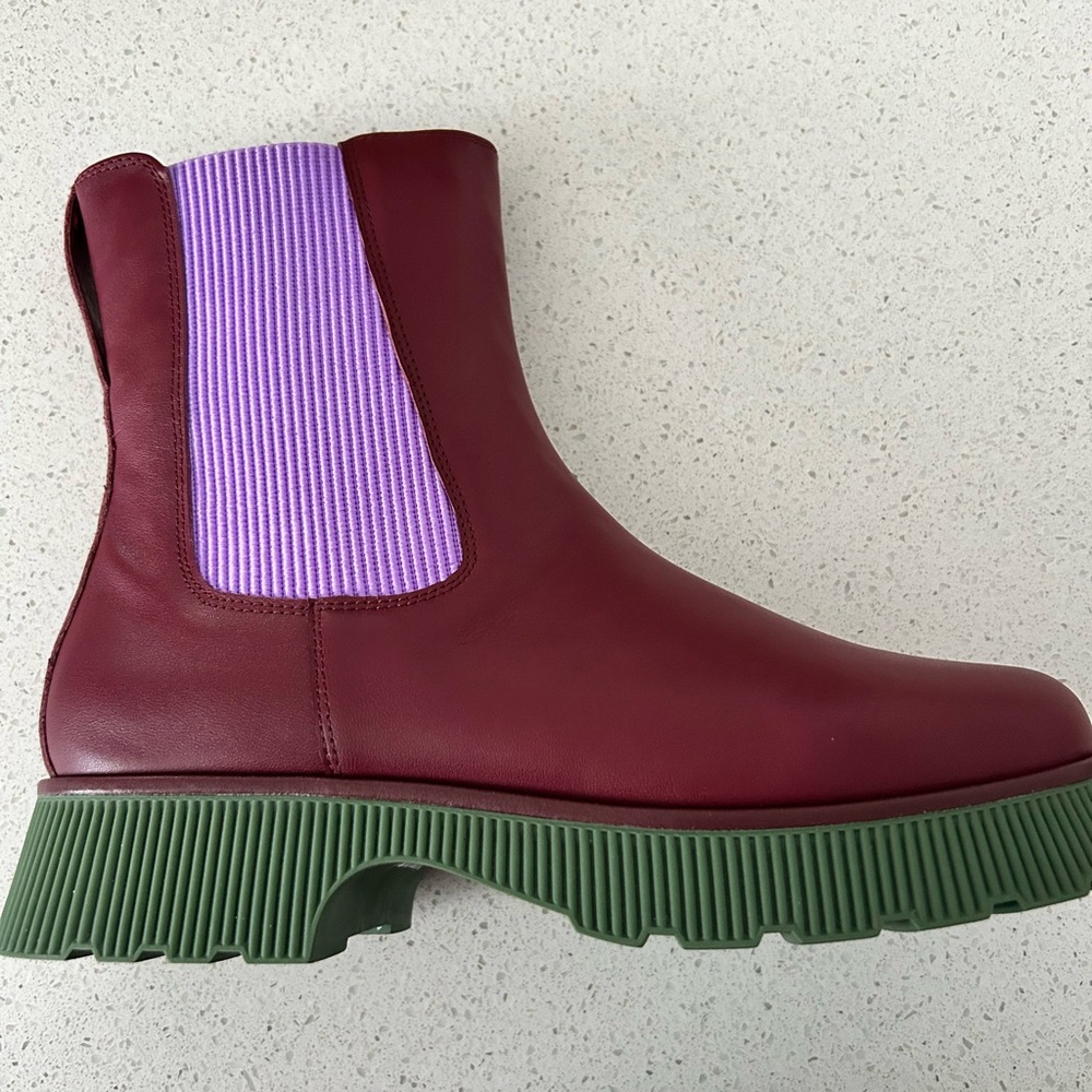 Charlotte Stone Esme V2 Carmine Burgundy and Purple Ankle Boots NEW